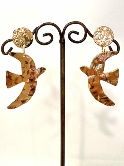 Boucles d’oreilles oiseaux dorés